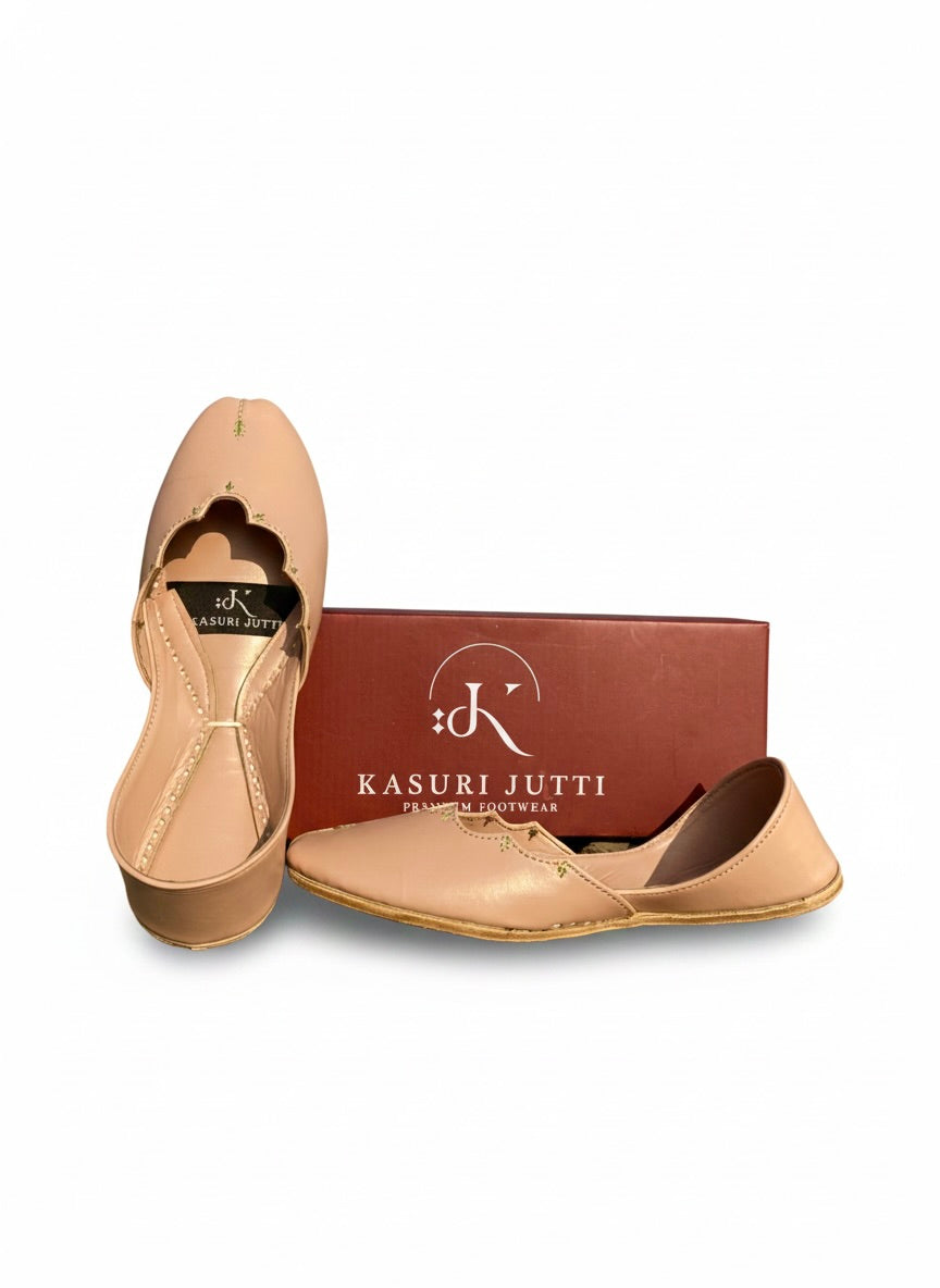 Beige Kasuri jutti with brand packing box