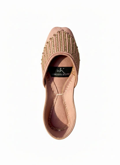 Inside view of pink Kasuri jutti with brand label